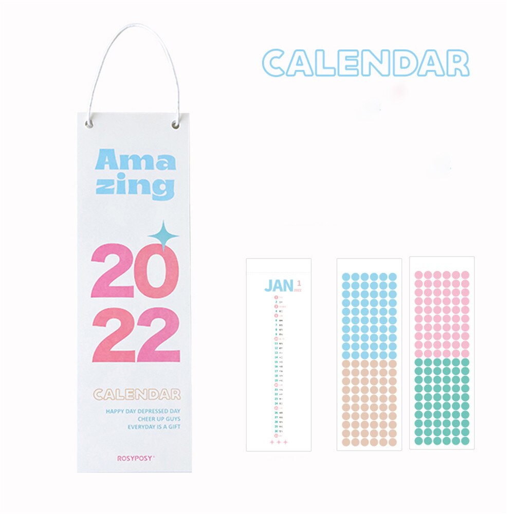 1pc Creative 2022 Vertical Calendar Kawaii Wall Academic Planner Time Management Lanyard Notebook Cute School Supplies