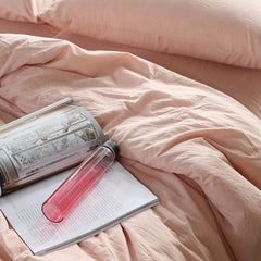 Yickyue 100% Cotton Bedlinen Super Soft Bedclothes Bedcover Simple Pink Duvet Cover Pillowcase Washed comforter bedding sets