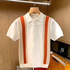 Hearujoy Luxury Knit Polo Shirt British Striped Short Sleeve Slim Fit Polos Business T Shirt High Quality T-Shirt for Men Streetwear
