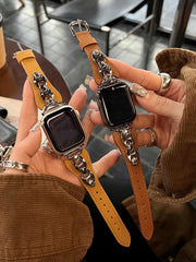 YICKYUE  -  Retro Real Leather Strap For Apple Watch 38mm 40 41mm 42mm 45mm 46mm 49mm Women Bracelet Band For iWatch Ultra 10 9 8 SE 7 6 5 4