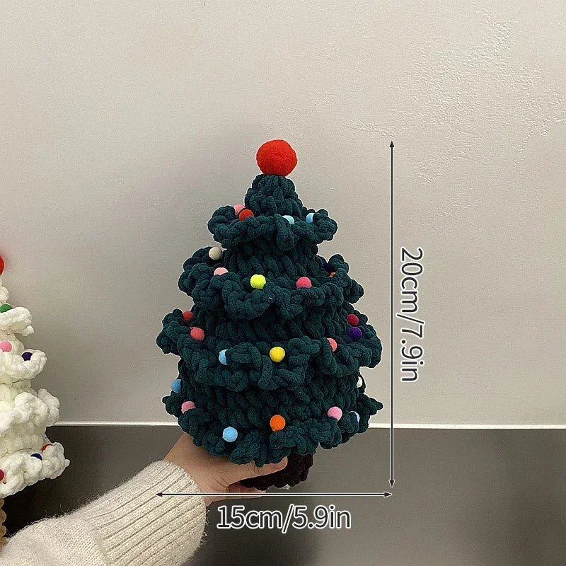 Yickyue Small Christmas Tree Ornaments 2024 Cute Crochet Christmas Tree Home Decoration Christmas Tree with Light Children Gift