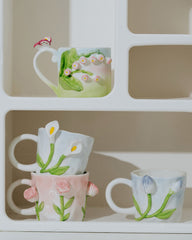 Hand Painted Tulip and Flower Mugs