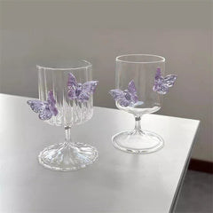 YICKYUE  -  In Korean Color Butterfly Wine Glass Simple Household Water Glass Creative Champagne Cocktail Goblet