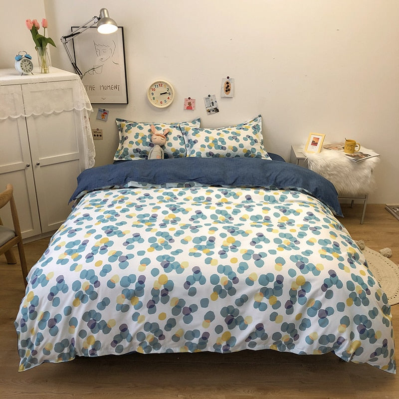 Yickyue Boys Girls Home Textile Bedding Set With Flat Sheet Rabbit Duvet Cover And Pillowcases In Single Double Queen Size Cute Soft