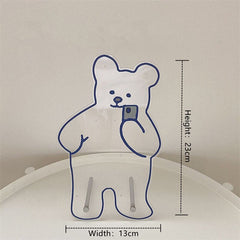 Acrylic Cute Bear Earring Display Stand Korean Ins Jewellery Holder For Earrings Ring Necklace Bracelet Earring Holder Ornaments