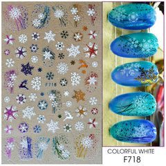3D Christmas Nail Art Decoration Stickers Sparkly Gold White Colorful Glitter Geometry Snowflake Winter Slider Nail Foils CHF712