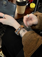 YICKYUE  -  Retro Real Leather Strap For Apple Watch 38mm 40 41mm 42mm 45mm 46mm 49mm Women Bracelet Band For iWatch Ultra 10 9 8 SE 7 6 5 4