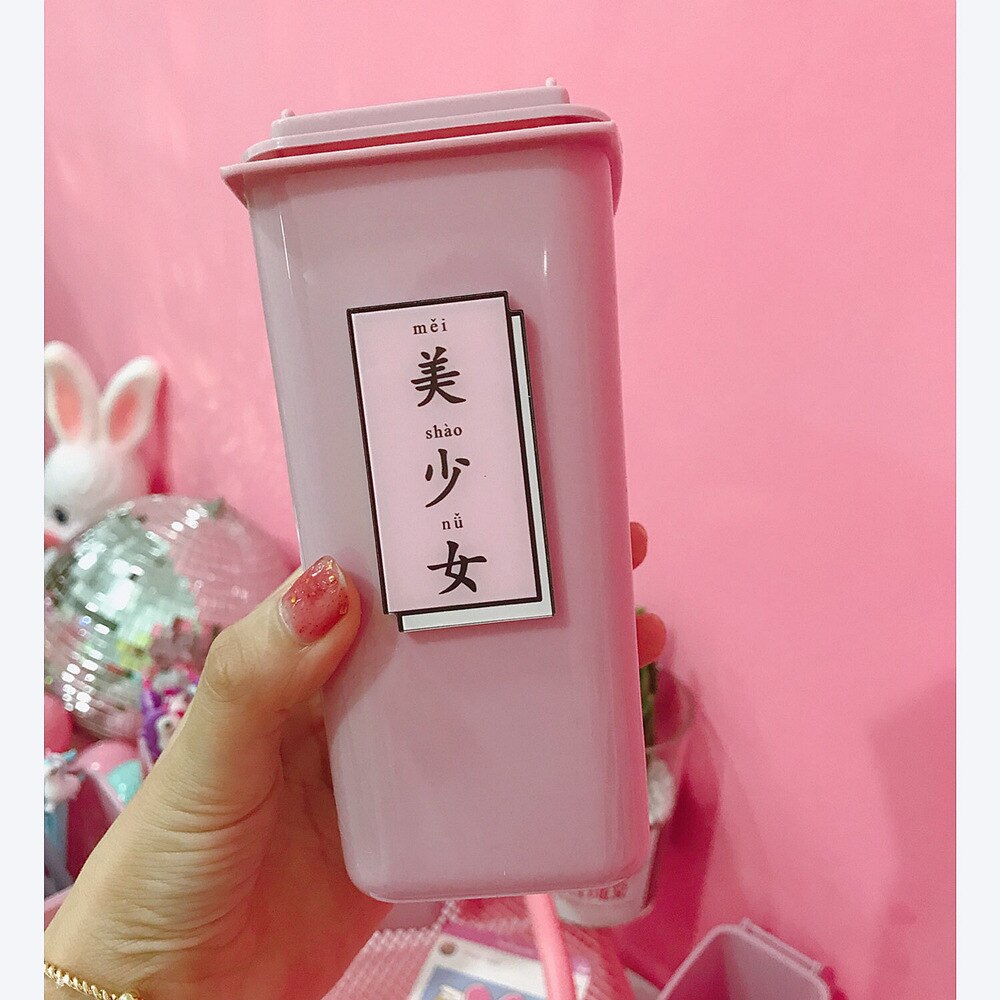 W&G Pen Holder Japanese Cute Pink Girl Heart Desktop Trash Can Storage Little Fairy Beautiful Girl Desktop Storage Bucket 2022