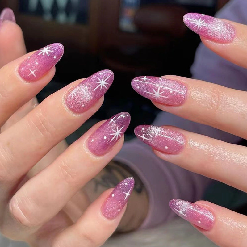 YICKYUE  -  Hot Girl Red Love Heart Clown Face Design Wearable Pink French Fake Art Nails Full Cover Finished False Nails Press on Nail Glue