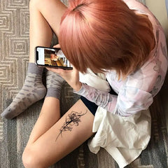 YICKYUE  -  Herbal Juice Rose Flower Temporary Tattoos for Women Arm Punk Waterproof Tattoo Stickers Art Lasting Cover Scars Fake Tattoo