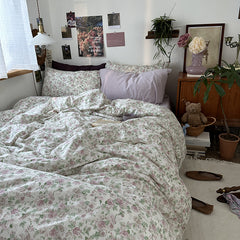 YICKYUE  -  ins 100% Cotton Bedding Set French Style  Princess Duvet Cover Bedclothes Bedspread Pillowcases Flat Sheets Soft Comforter Sets