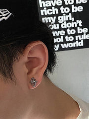 Hearujoy Silver Y2K earrings with oval star pattern
